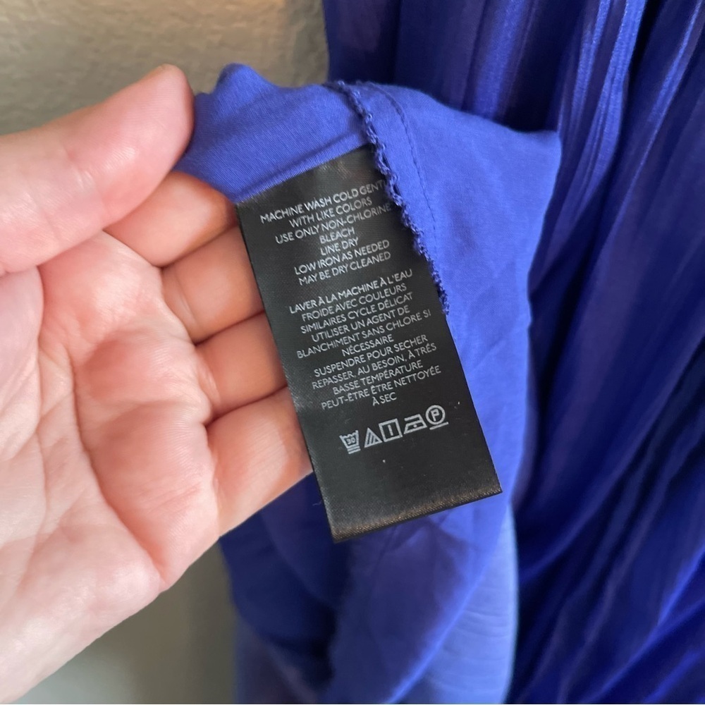 Anthropologie Halter Side Slit Maxi Dress Satin Double Slit in Blue Womens Large - Picture 8 of 10